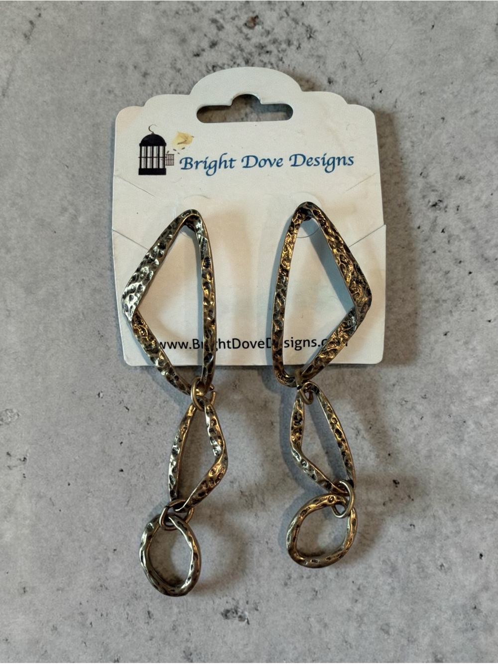 Bright Dove Designs Hammered Gold Drop Earrings - Picture 3 of 4